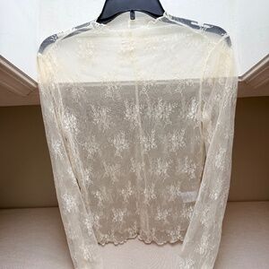 Listicle Lace Long Sleeved Top Lingerie Look